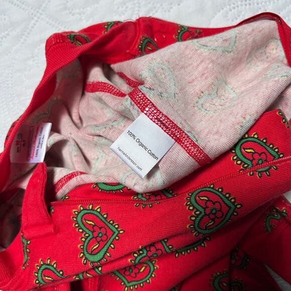 Hanna Andersson Organic Cotton Heart Print Holiday Sleeper Size 3 - Picture 6 of 6